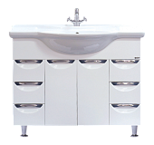 Купить тумба жасмин -105, 6 ящ. белая,misty. в Иваново магазин сантехники Суперстрой