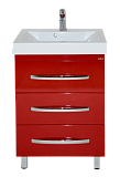 Купить тумба эмилия-60 3 ящ. красная + раковина ,misty. в Иваново магазин сантехники Суперстрой