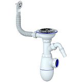 Купить сифон для мойки с круглым переливом с отводом для стиральной машины, без отвода в канализацию, unikorn. в Иваново магазин сантехники Суперстрой