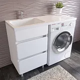Купить тумба корделия-50l,2ящика,для стиральной машины,белый +раковина kamilla-110,stella polar. в Иваново магазин сантехники Суперстрой