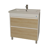 Купить тумба диана-80 сонома/белая глянец+раковина фостер-80,stella polar. в Иваново магазин сантехники Суперстрой