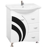 Купить тумба каролина - 60  с 3-мя ящ.лев. черное стекло,misty. в Иваново магазин сантехники Суперстрой