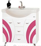 Купить тумба каролина - 80  с 3-мя ящ. розовое стекло,misty. в Иваново магазин сантехники Суперстрой