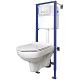 Купить комплект  city new clean on подвесной сидение с slim дюропласт lift+инсталляция link pro с кнопкой intera стекло белое,cersanit. в Иваново магазин сантехники Суперстрой