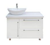 Купить тумба гамма -100  напольная белая эмаль с 2 ящ. левая,misty в Иваново магазин сантехники Суперстрой