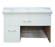 Купить тумба пион-100 3 ящика белый/вишня + раковина, misty. в Иваново магазин сантехники Суперстрой