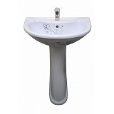 Купить раковина на пьедестале престиж-55  белый декор, старый оскол. в Иваново магазин сантехники Суперстрой