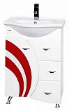 Купить тумба каролина - 60  с 3-мя ящ.лев. красное стекло ,misty. в Иваново магазин сантехники Суперстрой