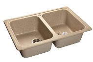 Купить мойка кухонная керамогранит standart gf-s780к (песочная) 2 чаши, granfest. в Иваново магазин сантехники Суперстрой