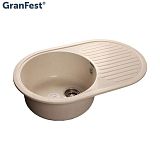 Купить мойка кухонная керамогранит rondo gf-r730l (бежевая 328),granfest. в Иваново магазин сантехники Суперстрой