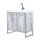 Купить тумба айрон-90 корзина серый/арт+раковина домино-90, corozo. в Иваново магазин сантехники Суперстрой