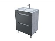Купить тумба абигель-80,2 ящика,серый/цемент+раковина milen-80,stella polar. в Иваново магазин сантехники Суперстрой