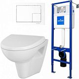 Купить комплект parva сидение дюропласт+инталляция vector с кнопкой corner белый пластик, cersanit. в Иваново магазин сантехники Суперстрой