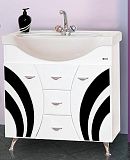 Купить тумба каролина - 70 с 3-им ящ. черное стекло ,misty. в Иваново магазин сантехники Суперстрой