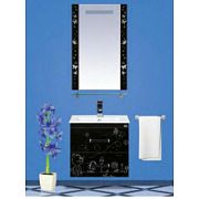 Купить тумба  kitty-60 подвесная 2 ящ.чернная+раковина, ontario. в Иваново магазин сантехники Суперстрой