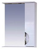 Купить зеркало-шкаф жасмин - 55 прав. (свет) белая эмаль,misty. в Иваново магазин сантехники Суперстрой
